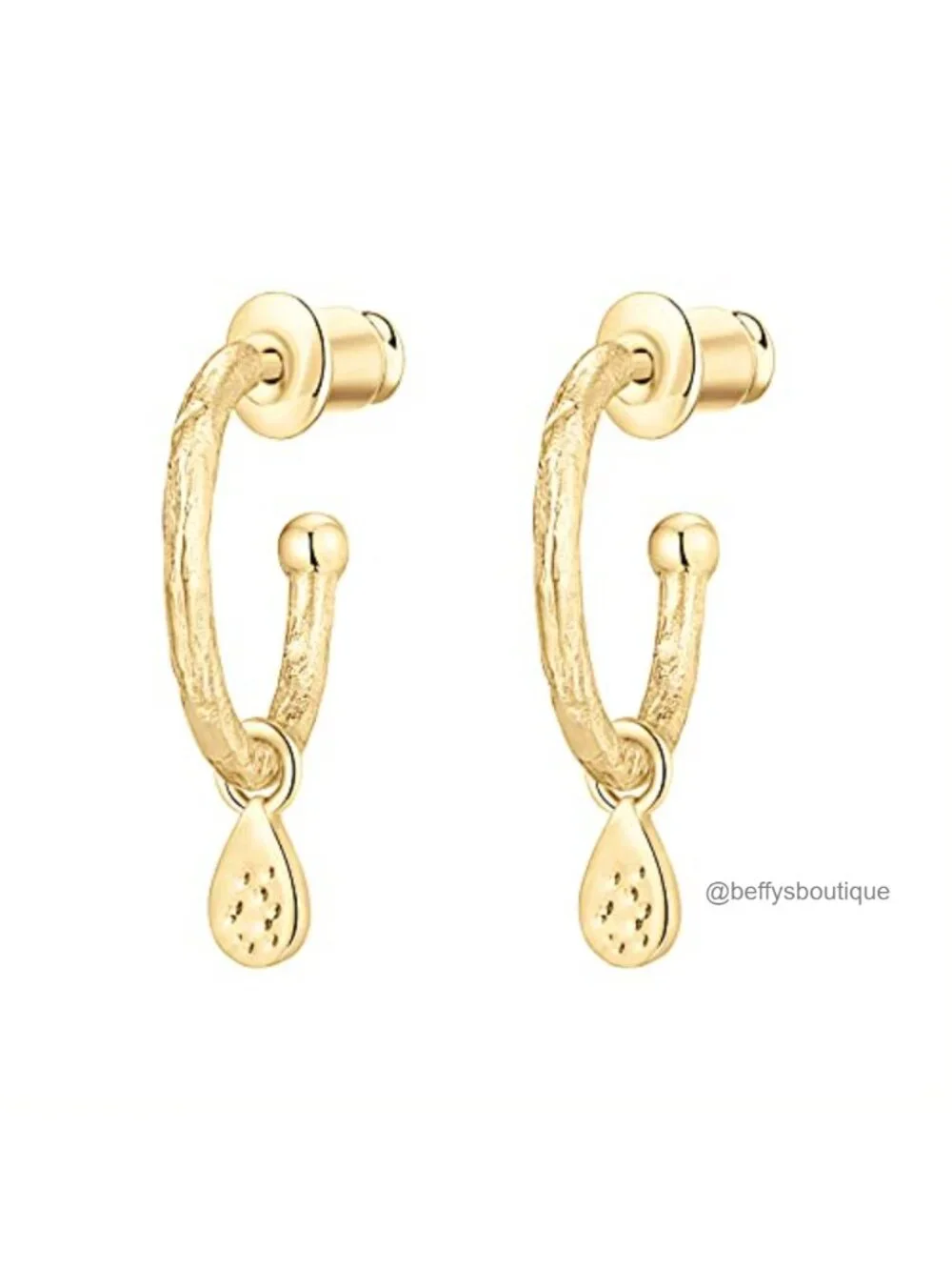 14K Gold Plated Hammered Huggie Hoop Earrings 925 Silver Posts